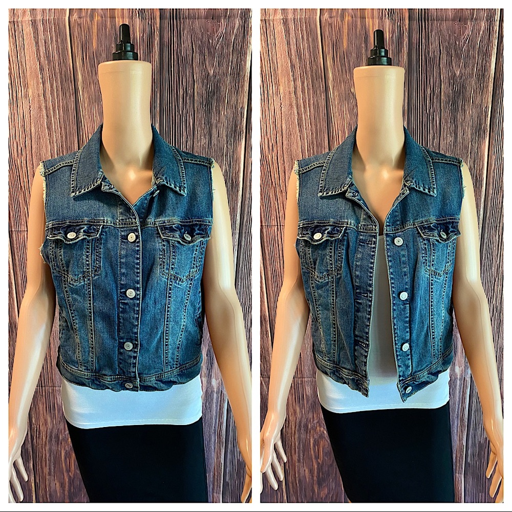 Mango Jeans size small boho blue denim jean vest